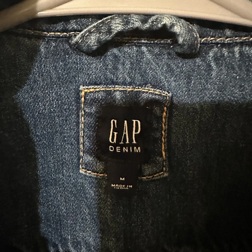 GAP Kids Light Blue Denim Jacket with Red Floral Accents